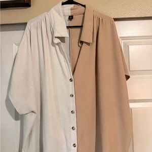 SHEIN Curve Cream and Tan Shirt